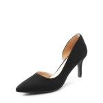 DREAM PAIRS Women's Dress High Heels Pumps Closed Pointed Toe Stiletto D'Orsay Shoes for Wedding Party,Size 8,Black-Suede,SDPU2416W