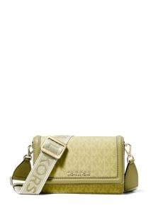 Michael Kors Jet Set Small Phone Crossbody Bag, Gold-Tone Hardware/Tonal MK Signature Nylon with MK Logo Webbing/Pistachio
