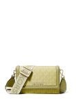 Michael Kors Jet Set Small Phone Crossbody Bag, Gold-Tone Hardware/Tonal MK Signature Nylon with MK Logo Webbing/Pistachio