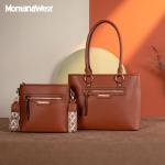 Montana West tote purse for women medium crossbody purse set 2pcs brown cute trendy woman handbag and purse ladies designer handbag with guitar strap MWC2-330BR