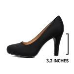 Trary Women's Heels for Women, Black Heels White Heels Brown Heels Nude Heels, Low Platform Heels, IN3.2 High Heel Closed Round Toe Pumps Dress Office Wedding Shoes for Women,Size 6