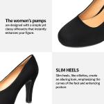 Trary Women's Heels for Women, Black Heels White Heels Brown Heels Nude Heels, Low Platform Heels, IN3.2 High Heel Closed Round Toe Pumps Dress Office Wedding Shoes for Women,Size 6