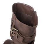 GLOBALWIN Women's Mid Calf Dress Boots Biker Motorcycle Riding Boots Women For Women Brown Size 11M