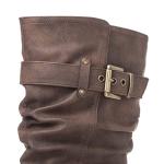 GLOBALWIN Women's Mid Calf Dress Boots Biker Motorcycle Riding Boots Women For Women Brown Size 11M