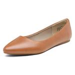 DREAM PAIRS Women's Dress Pointed Toe Flats Ballet Comfort Soft Slip On Casual Flat Shoes for Work Office Business,Size 8,Tan/Pu