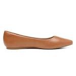 DREAM PAIRS Women's Dress Pointed Toe Flats Ballet Comfort Soft Slip On Casual Flat Shoes for Work Office Business,Size 8,Tan/Pu