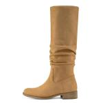 Shoe'N Tale Women's Knee High Boots Flat Low Heel Slouch Pointed Toe Winter Shoes with Side Zipper(8.5,Brown)