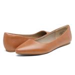 DREAM PAIRS Women's Dress Pointed Toe Flats Ballet Comfort Soft Slip On Casual Flat Shoes for Work Office Business,Size 8,Tan/Pu