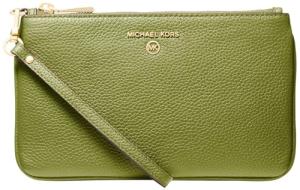 Michael Kors Women's Jet Set Charm Medium Top-Zip Wristlet, Gold-Tone Hardware/Meadow Green