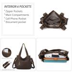 Angel Kiss Women's Designer Handbag Large Double Zipper Multi Pocket Washed Leather Purse