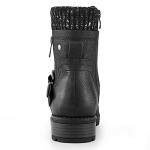 Hawkwell Women's Combat Boots Fashion Side Zipper Buckle Ankle Booties,Black PU,7 M US