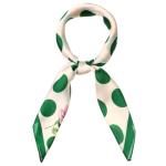 Retro Green Polka Dot Square Scarf for Women