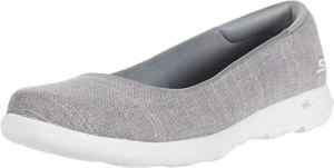 Skechers Women's Go Walk Lite-Susie Ballet Flat, Gray, 9 Medium US