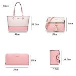 Women Fashion Handbags Wallet Tote Bag Shoulder Bag Top Handle Satchel Purse Set 4pcs Pink-beige-c