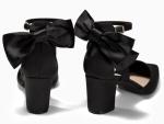 Coutgo Womens Chunky Heels Low Heel Ankle Strap D'Orsay Pumps Closed Pointed Toe Wedding Bridal Shoes, Black, Size 8