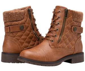 Vepose Women’s Lace-up Combat Ankle Boots - Brown
