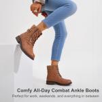 Vepose Women’s Lace-up Combat Ankle Boots - Brown