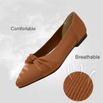 TINGRISE Women's Washable Pointed Toe Flats - Brown