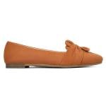 Tan Suede Bowknot Pointed Toe Ballet Flats