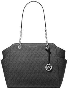 Michael Kors Jacquelyn Medium Chain Tote, Silver-Tone Hardware/Black