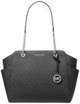 Michael Kors Jacquelyn Medium Chain Tote, Silver-Tone Hardware/Black