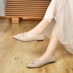 HIULYCENCE Flats for Women Pointed Toe Ballet Flats with Bow Comfortable Knit Dressy Flats Nude US10