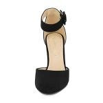 DREAM PAIRS Women's High Heel Ankle Strap Closed Toe Chunky Wedding Party Pumps Shoes,Size 9,Black/Nubuck,Angela