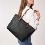 Fossil Rachel Tote Bag, Black/Brown Handles