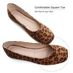 SAILING LU Women's Flats Shoes Comfortable Memory Foam Square Toe Slip On Driving Loafers Women Suede Leopard Brown Casual Ballet Flats Dress Shoes Size 9.5