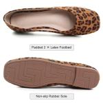 SAILING LU Women's Flats Shoes Comfortable Memory Foam Square Toe Slip On Driving Loafers Women Suede Leopard Brown Casual Ballet Flats Dress Shoes Size 9.5