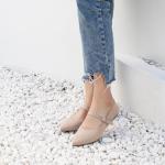 Soesyi Pointed Toe Flats Knit Ballet Flat Shoes for Women Comfortable with Adjustable Strap,Washable Dressy Casual Flats for Work Office,Size 09,Almond