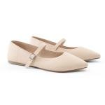 Soesyi Pointed Toe Flats Knit Ballet Flat Shoes for Women Comfortable with Adjustable Strap,Washable Dressy Casual Flats for Work Office,Size 09,Almond