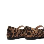 DREAM PAIRS Women's Flats Square Toe Mary Jane Flats Comfortable Casual Slip On Dress Shoes Ballet Flats with Buckle Strap Casual Work Office Mary Jane Shoes,Size 7,Leopard,DWUMFA2520