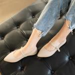 Soesyi Pointed Toe Flats Knit Ballet Flat Shoes for Women Comfortable with Adjustable Strap,Washable Dressy Casual Flats for Work Office,Size 09,Almond