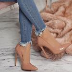 Elisabet Tang Women Pumps, Pointed Toe High Heel 4.7 inch/12cm Party Stiletto Heels Shoes Nude 8