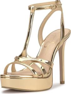 Jessica Simpson Sippete T-Strap Platform Sandal, Gold, 8