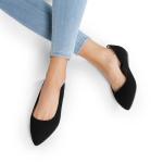 DREAM PAIRS Womens Casual Pointed Toe Ballet Comfort Soft Slip On Flats Shoes,Sole-Classic,Black/Nubuck,Size 11