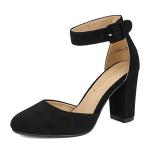 DREAM PAIRS Women's Chunky Heel Ankle Strap Pumps