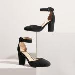 DREAM PAIRS Women's Chunky Heel Ankle Strap Pumps