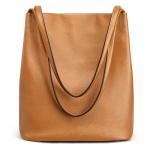 Kattee Brown Soft Leather Women's Crossbody Tote