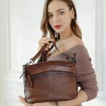 Vintage Leather Crossbody Bag for Women (Coffee)