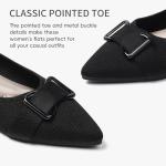 Rivsoi Comfortable Knit Ballet Flats Shoes for Women, Pointed Toe Womens Flats Arch Support Dress Shoes for Work Causal Black