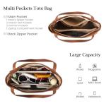 befen Real Leather Tote Shoulder Bags for Women Work, Women's Tote Bag Purses with Compartments for Daily and Travel Cognac Brown