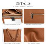 befen Real Leather Tote Shoulder Bags for Women Work, Women's Tote Bag Purses with Compartments for Daily and Travel Cognac Brown