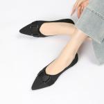 Rivsoi Comfortable Knit Ballet Flats Shoes for Women, Pointed Toe Womens Flats Arch Support Dress Shoes for Work Causal Black