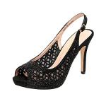 DREAM PAIRS Women's High Heels Platform Dress Rhinestones Peep Toe Pumps Shoes,Size 9,Black/Suede,Invest