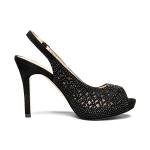 DREAM PAIRS Women's High Heels Platform Dress Rhinestones Peep Toe Pumps Shoes,Size 9,Black/Suede,Invest