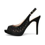 DREAM PAIRS Women's High Heels Platform Dress Rhinestones Peep Toe Pumps Shoes,Size 9,Black/Suede,Invest