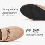 Womens Mules Buckle Flats: Classic Suede Slip On Shoes Dressy Closed Toe Backless Slides Loafers 2025 Apricot