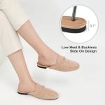 Womens Mules Buckle Flats: Classic Suede Slip On Shoes Dressy Closed Toe Backless Slides Loafers 2025 Apricot